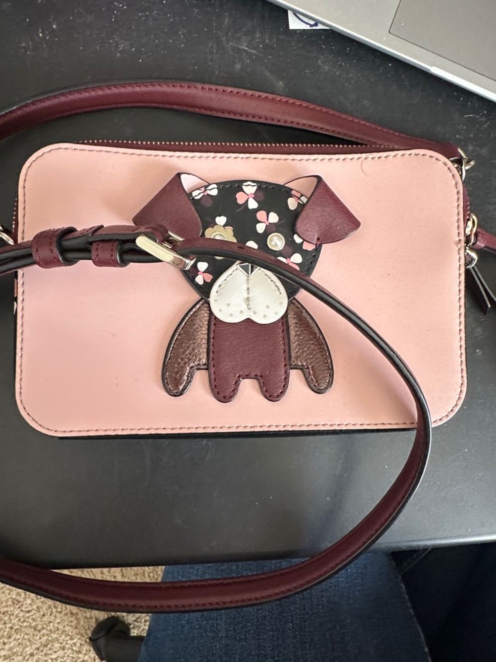 Kate Spade Cute Pink Crossbody Bag with Floral Pup Applique - Picture 2 of 6